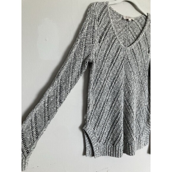 LOFT Ann Taylor Bundle of Tops LARGE Velour Cowl Neck & Open Knit Sweater Gray - Picture 11 of 16